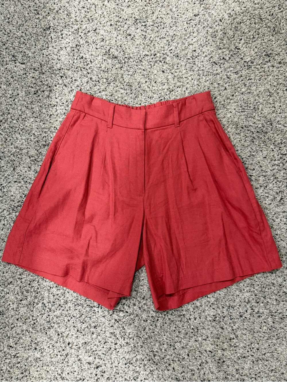 High-Waist Red Women's Tailored Shorts